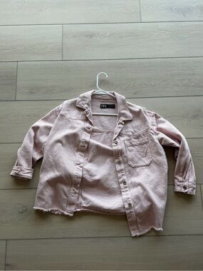 Zara women’s Pink Button-Up Shirt Jacket